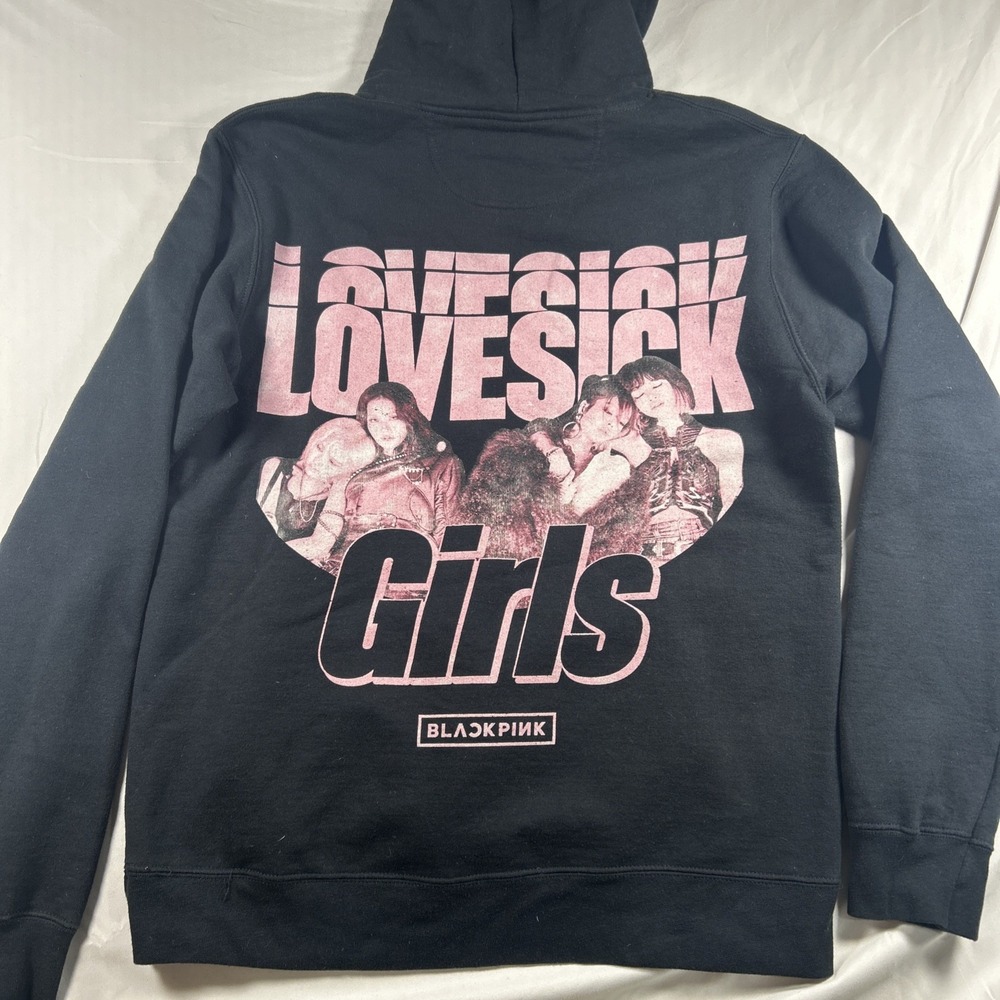 BlackPink Lovesick Girls Group Photo K-Pop Hoodie Black Unisex Medium Official